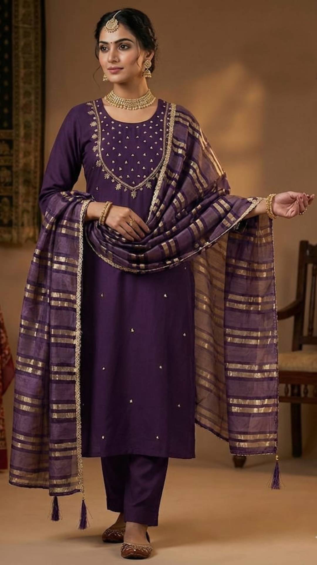 Midnight Bloom Kurti Set view 4